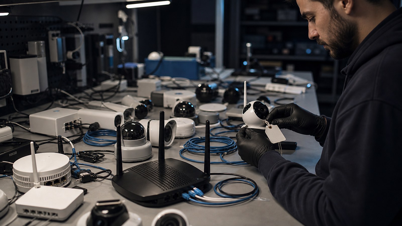Ultra photorealistic cybersecurity image for How Cybercriminals Infect IoT Devices at Scale