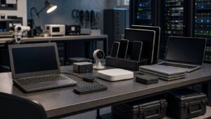 Editorial cybersecurity scene for Endpoint Security vs Antivirus: What’s the Real Difference?