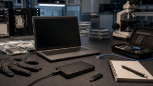 Editorial cybersecurity scene for How Ransomware Works: Inside the Mechanics of Modern Cyber Extortion