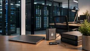 Editorial cybersecurity scene for What Is Cloud Security? A Beginner’s Guide to Protecting Data in the Cloud