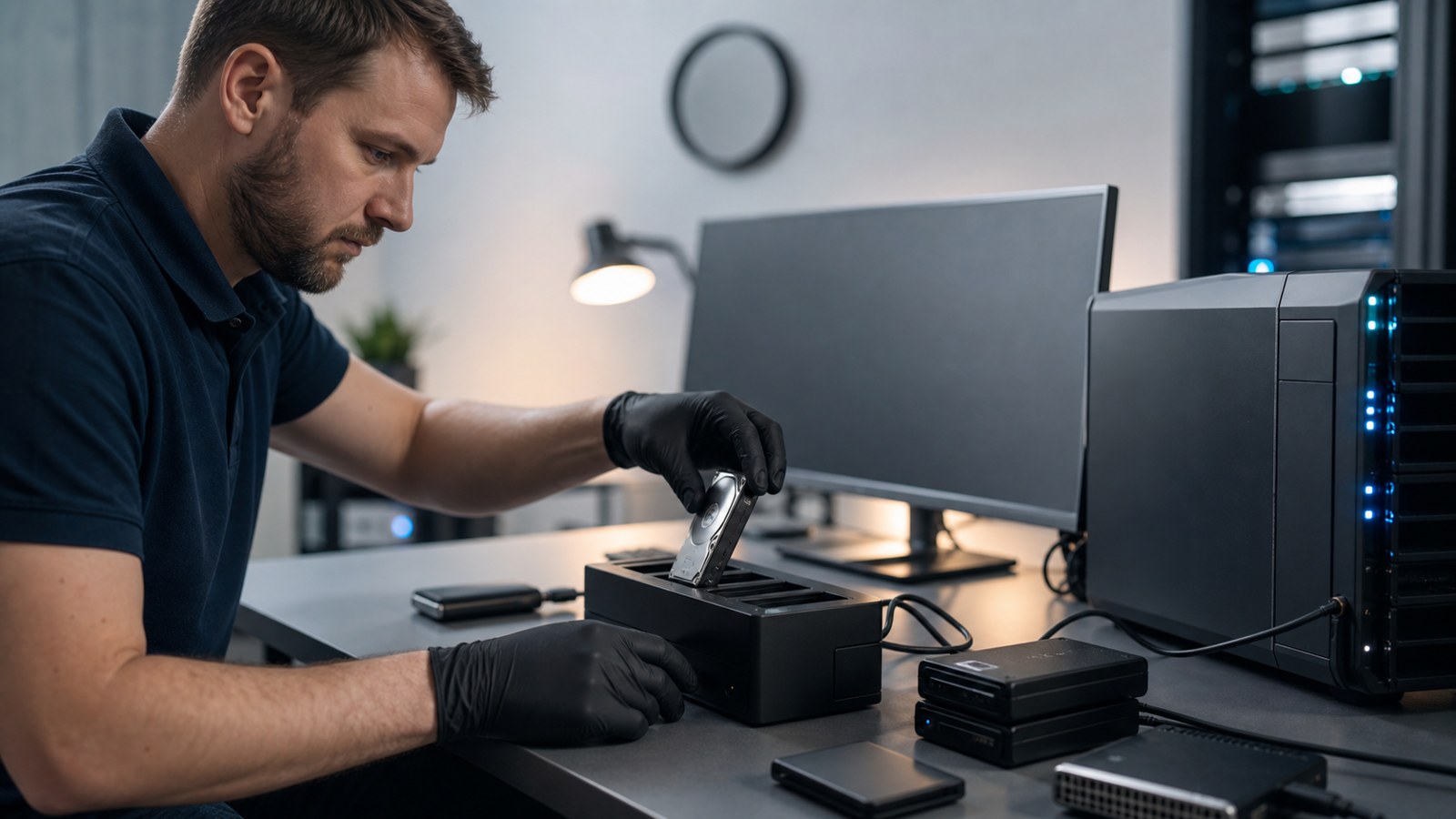 Editorial cybersecurity scene for Backup and Recovery Explained: How Businesses Restore Data After Cyber Attacks
