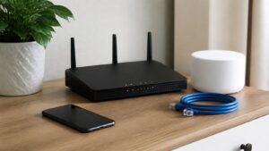 Editorial cybersecurity scene for How to Secure Your Home Wi-Fi Network From Hackers